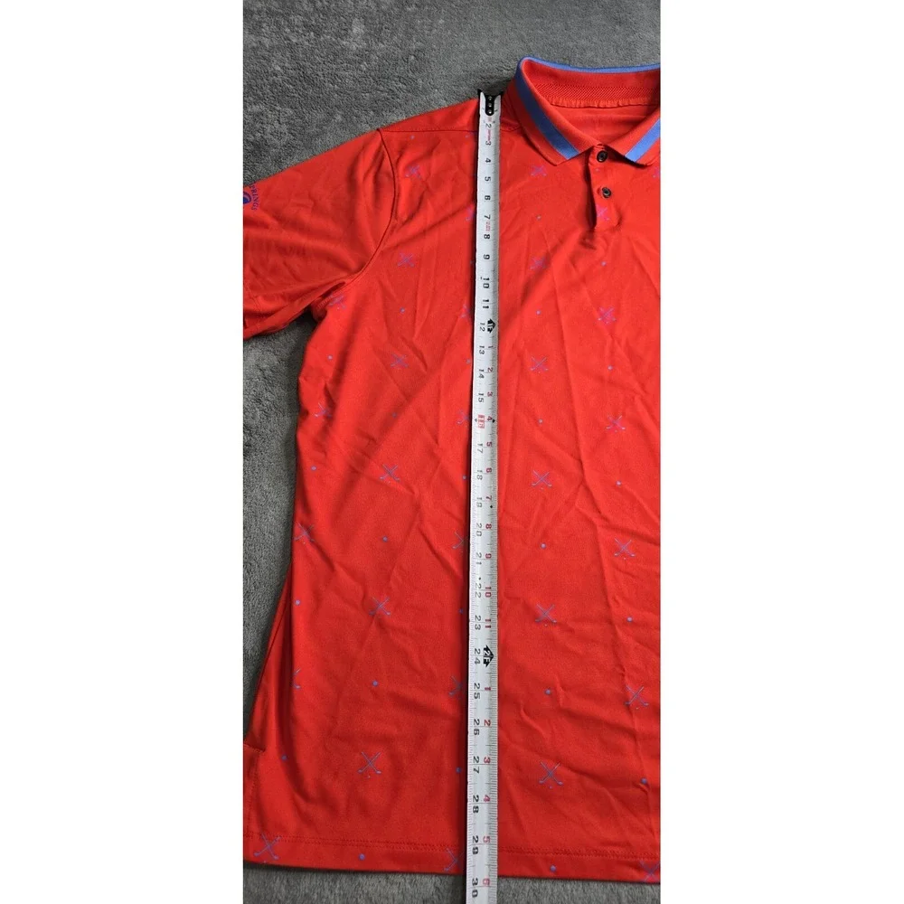 Nike Dri-Fit Vapor Polo Shirt Golf Club All Over Print Red Blue Mens XL